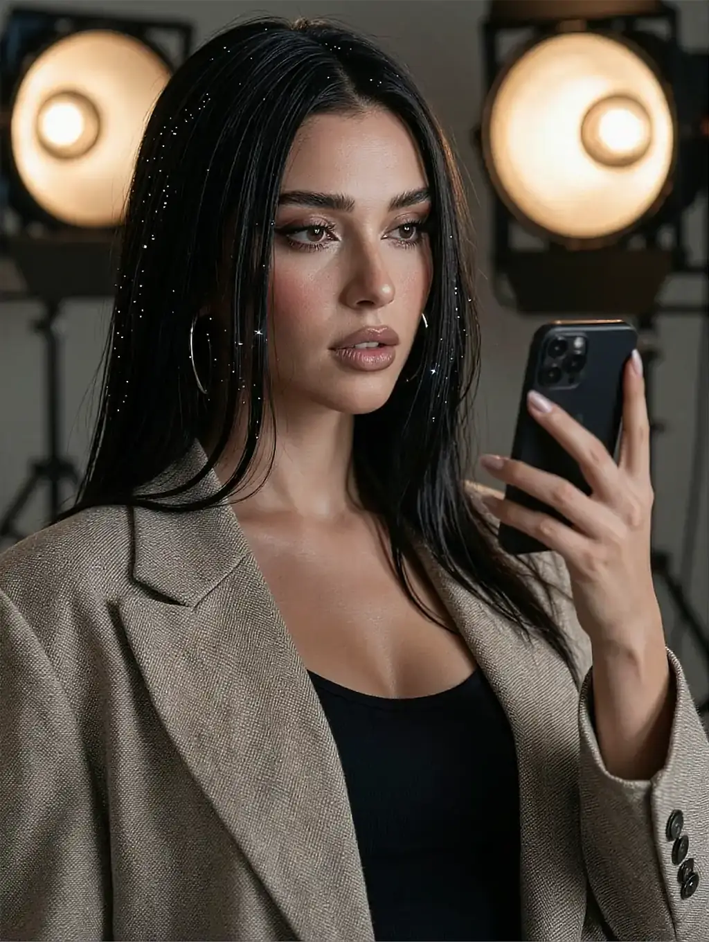 Fictional AI character featured on the third landing page, in warm light